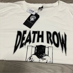 White cotton Death Row Records
White graphic tee with black accents #hiphop